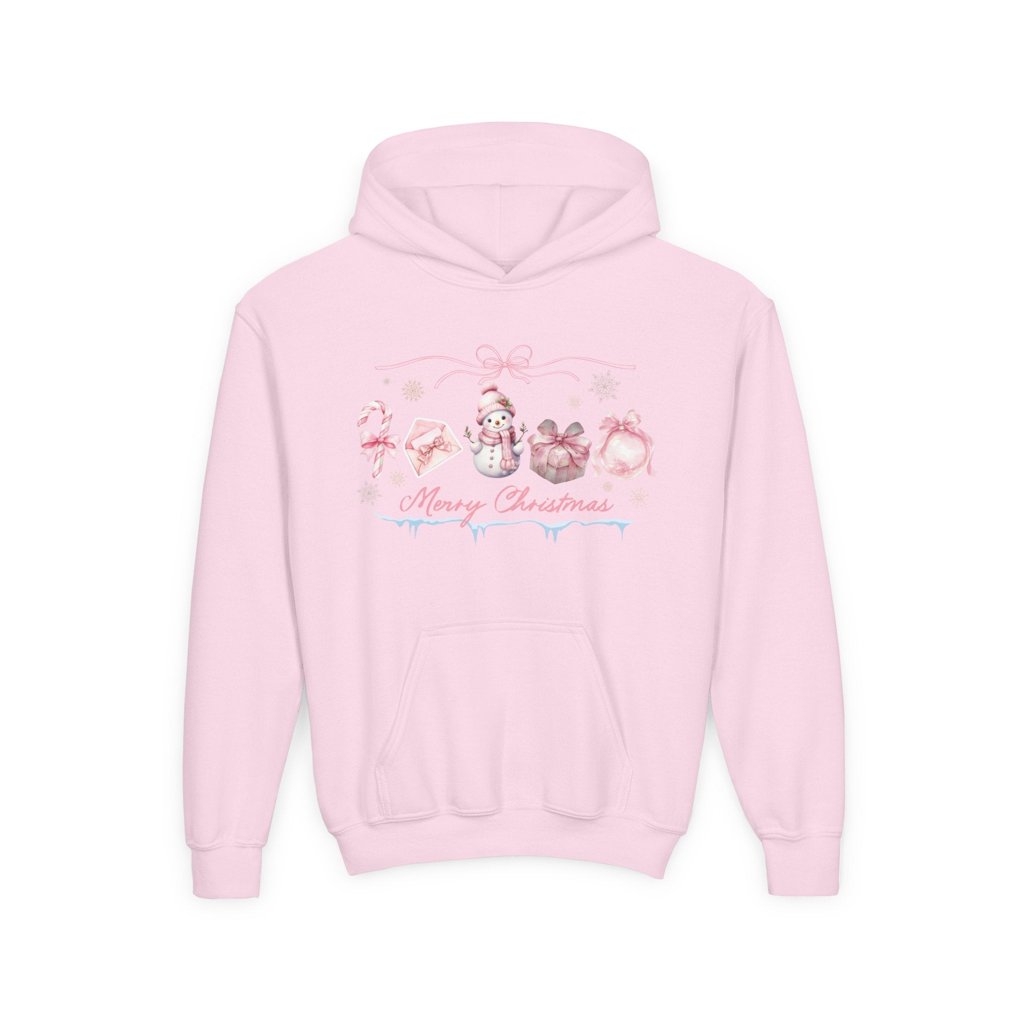 Pink Merry Christmas Youth Hoodie