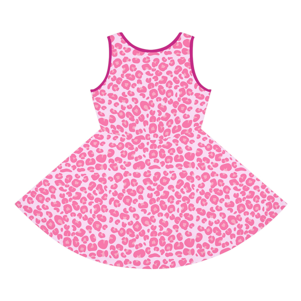 Y2K Pink Leopard Print Girls' Sundress