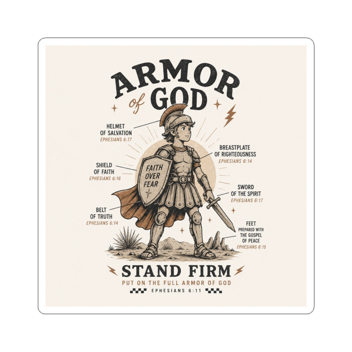 Armor of God Sticker — "Stand Firm" Inspirational Christian Kiss-Cut Sticker