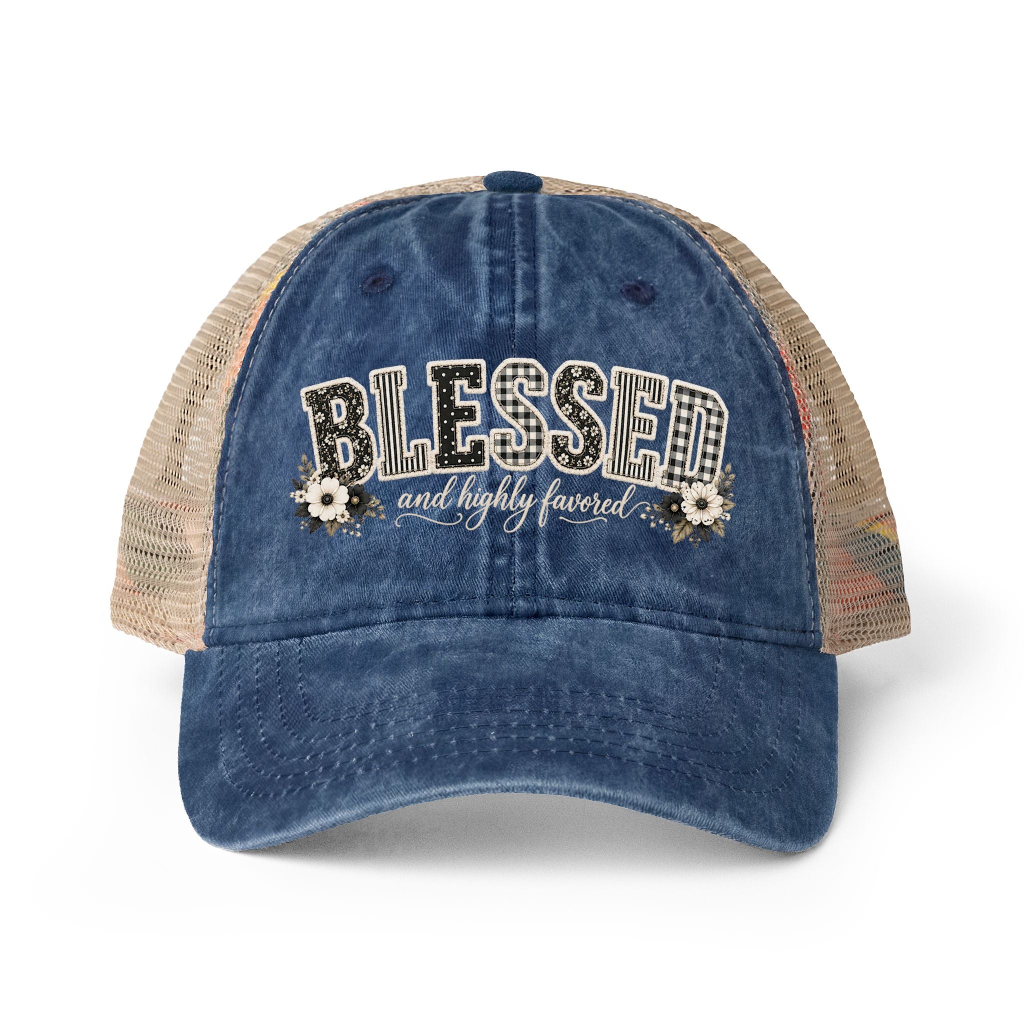 Women's Washed Mesh-Back Cap “Blessed”