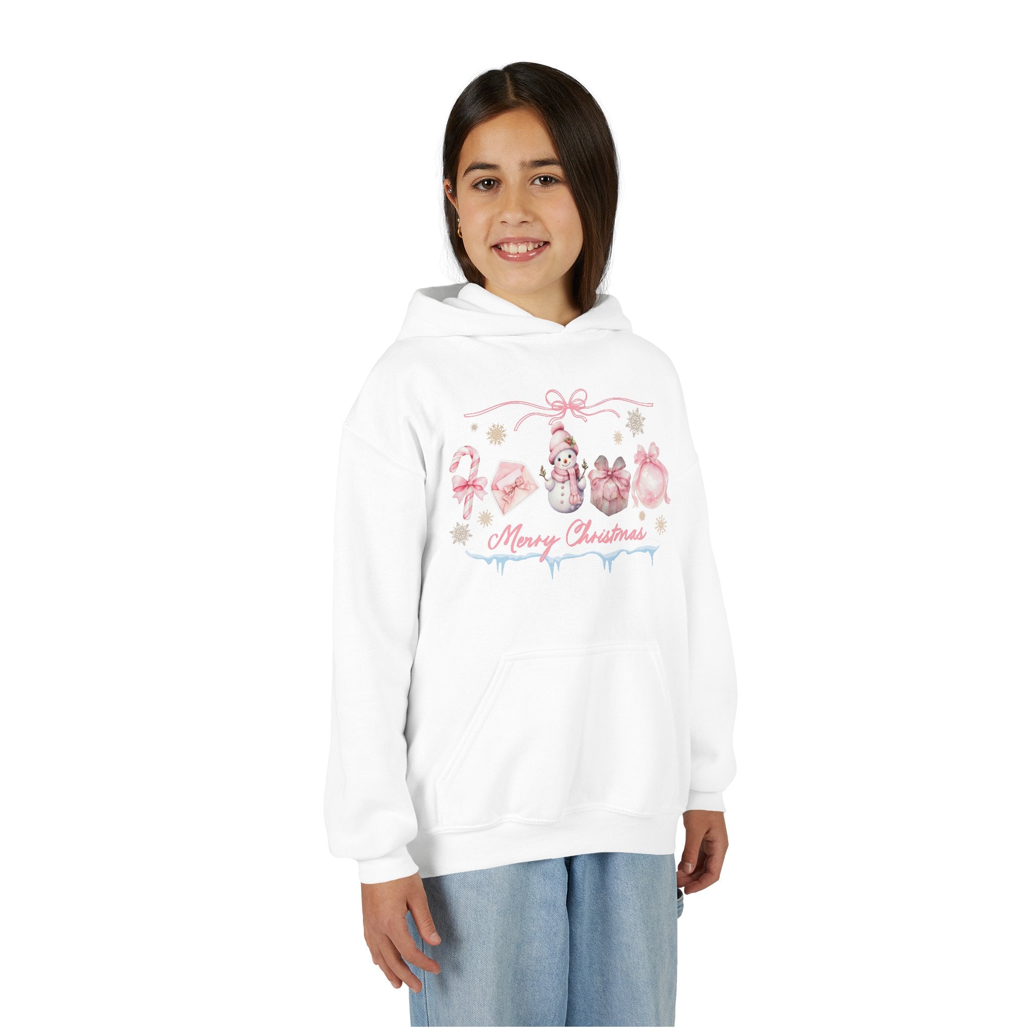 Pink Merry Christmas Youth Hoodie