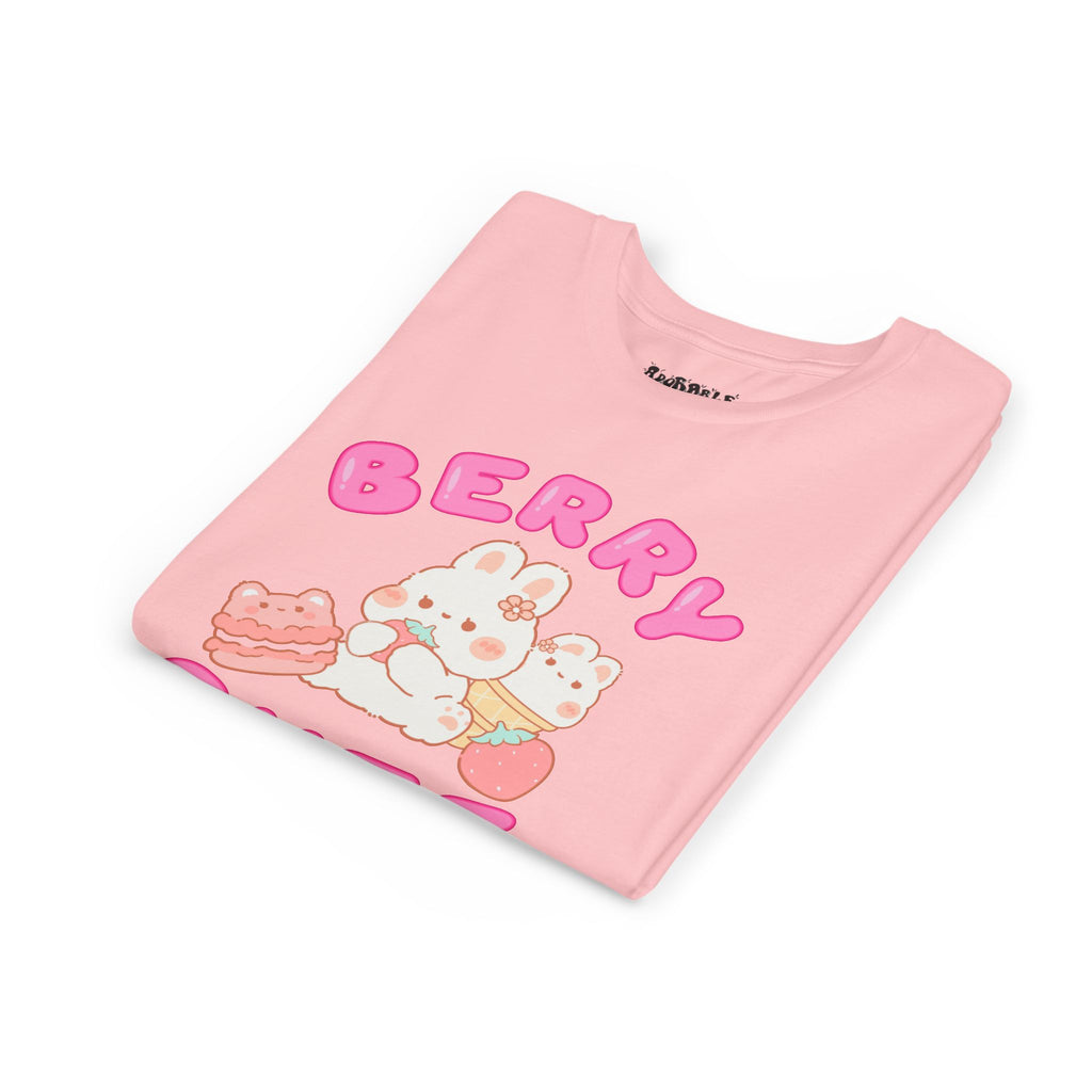 Berry Cute Bunny Shirt, Pastel Graphic Tee, Gift for Kids, Summer Fashion T-shirt, Birthday Outfit