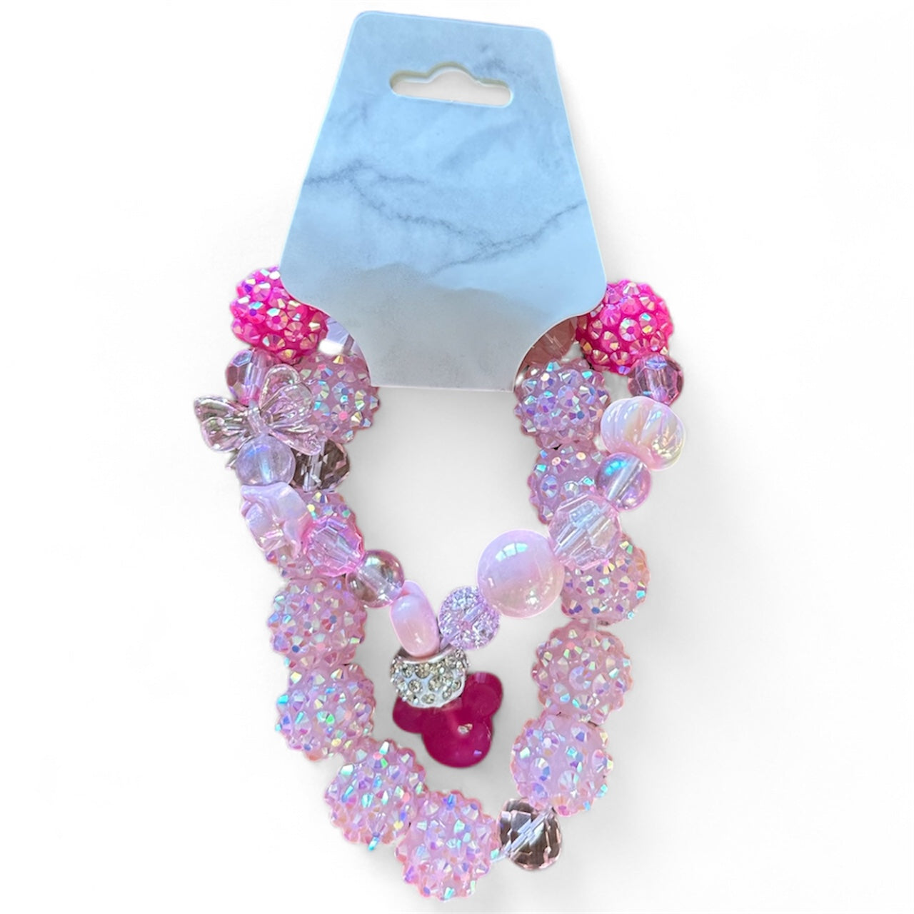 Sparkly Pink Mouse Bracelet Stack